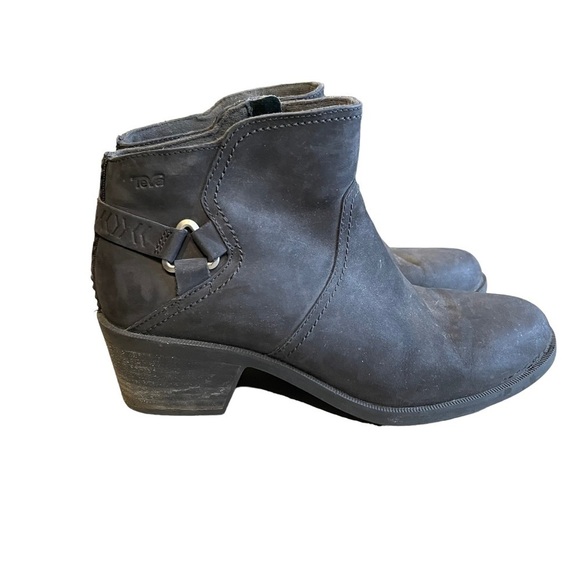 Teva Boots Womens 8.5 Foxy Ankle Bootie Black Leather Side Zip Comfort SN1017161 - Picture 7 of 9